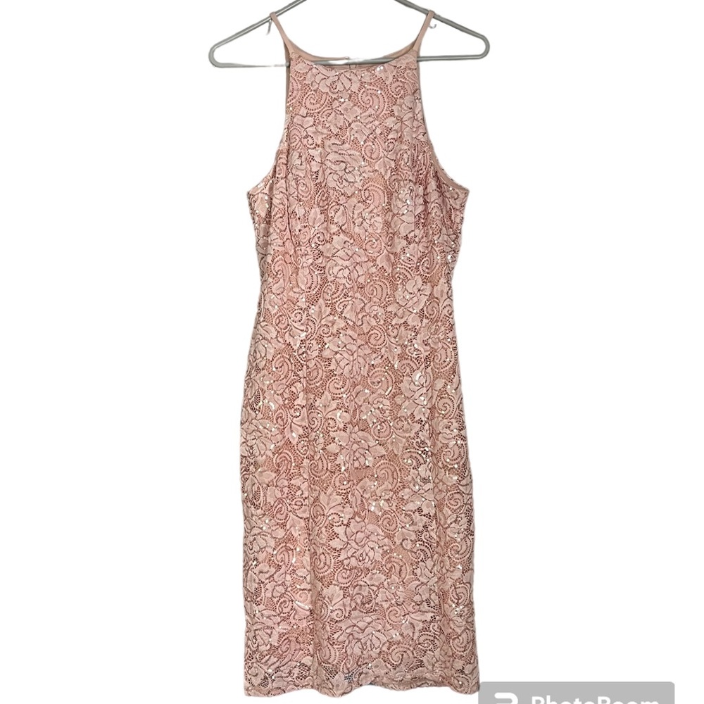 Marina | Pink Sequin & Lace Dress | Size 8